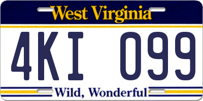 WV license plate 4KI099