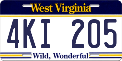 WV license plate 4KI205