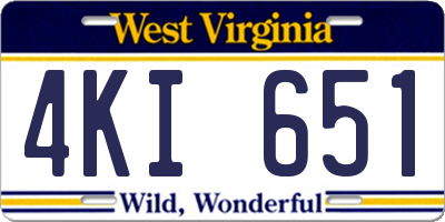 WV license plate 4KI651