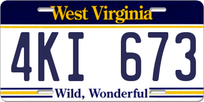 WV license plate 4KI673