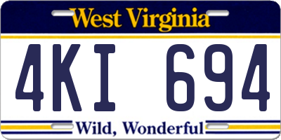 WV license plate 4KI694