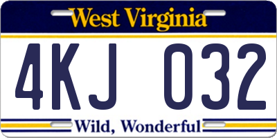 WV license plate 4KJ032