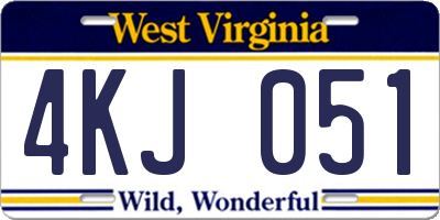 WV license plate 4KJ051