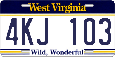 WV license plate 4KJ103