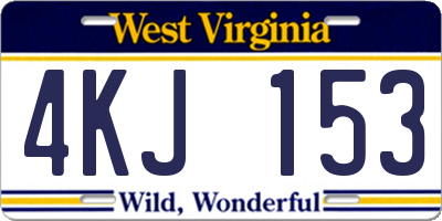 WV license plate 4KJ153