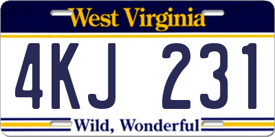 WV license plate 4KJ231