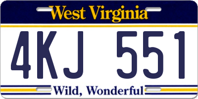 WV license plate 4KJ551