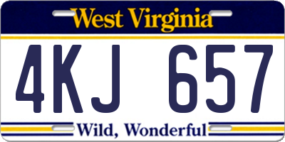 WV license plate 4KJ657