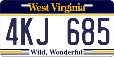 WV license plate 4KJ685