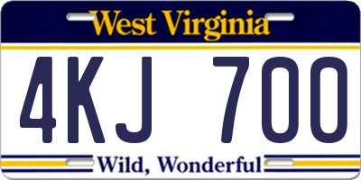 WV license plate 4KJ700