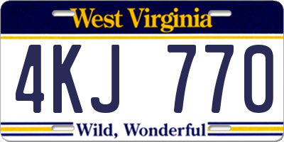 WV license plate 4KJ770