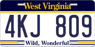 WV license plate 4KJ809