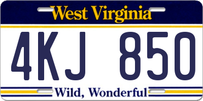 WV license plate 4KJ850