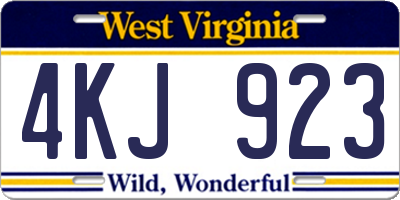 WV license plate 4KJ923