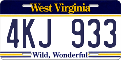 WV license plate 4KJ933