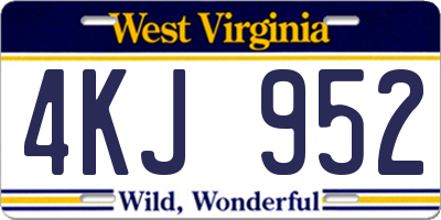WV license plate 4KJ952