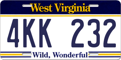 WV license plate 4KK232
