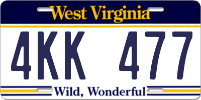 WV license plate 4KK477