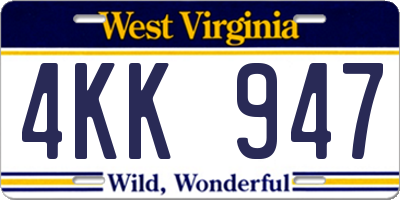 WV license plate 4KK947