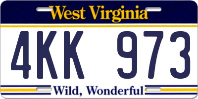 WV license plate 4KK973