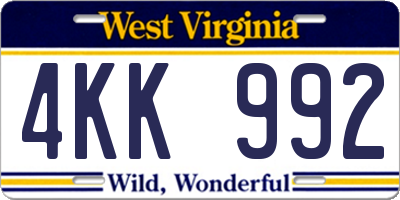 WV license plate 4KK992