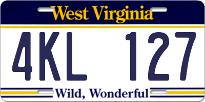 WV license plate 4KL127