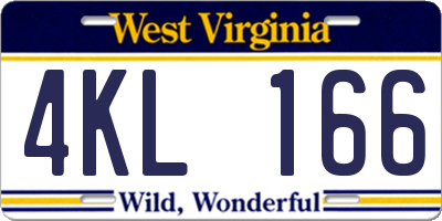 WV license plate 4KL166