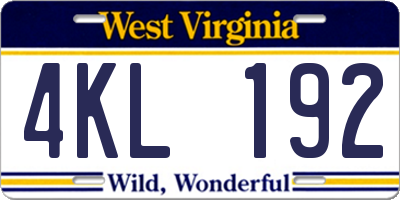 WV license plate 4KL192
