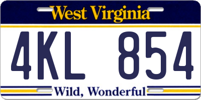 WV license plate 4KL854