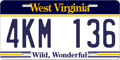 WV license plate 4KM136