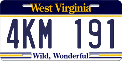 WV license plate 4KM191