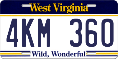 WV license plate 4KM360
