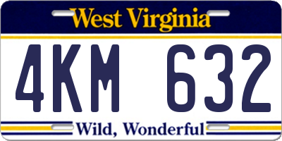 WV license plate 4KM632