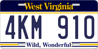 WV license plate 4KM910