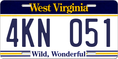 WV license plate 4KN051