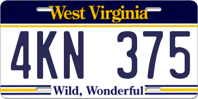 WV license plate 4KN375