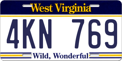 WV license plate 4KN769