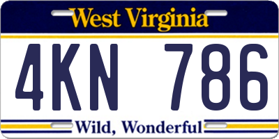 WV license plate 4KN786