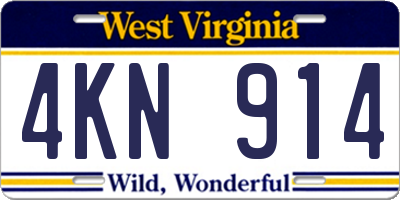 WV license plate 4KN914