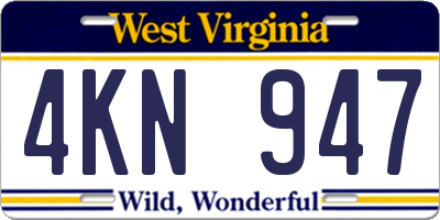 WV license plate 4KN947