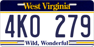 WV license plate 4KO279