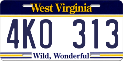 WV license plate 4KO313