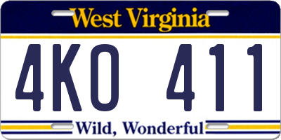 WV license plate 4KO411