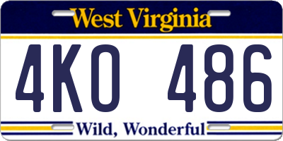 WV license plate 4KO486