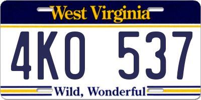 WV license plate 4KO537