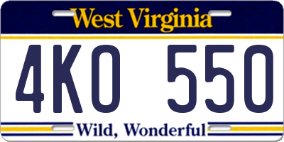 WV license plate 4KO550