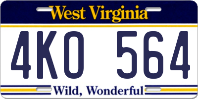 WV license plate 4KO564