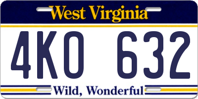 WV license plate 4KO632
