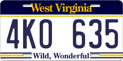 WV license plate 4KO635