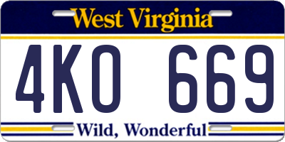 WV license plate 4KO669